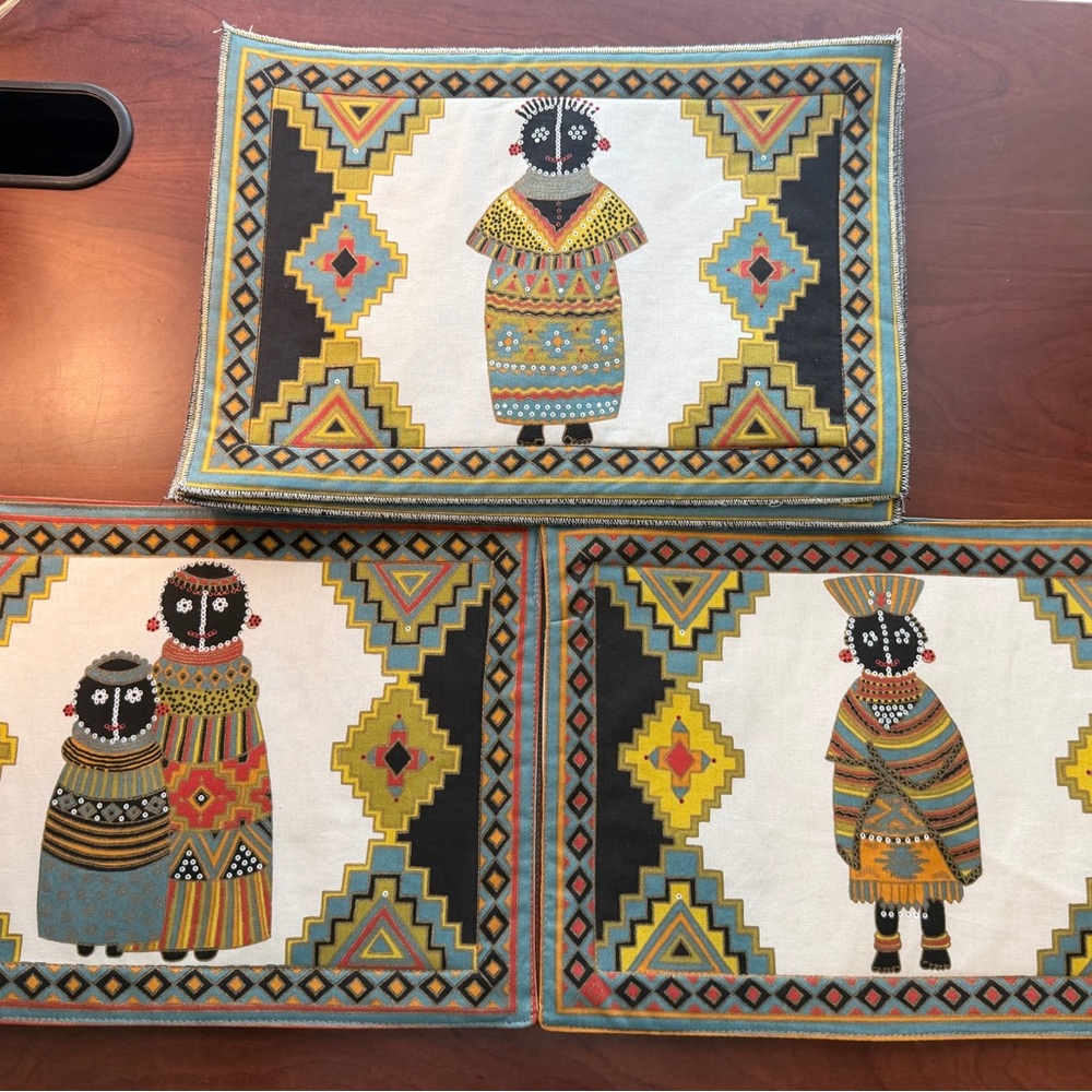 Very Unique Original Placemats Crafted in South Africa - Set of 12 w/ 3 Designs